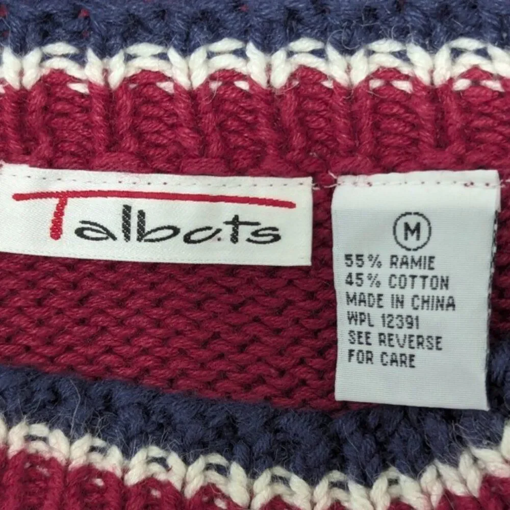 VTG Talbots Americana Prairiecore Cottagecore Barn Cozy Countryside Sweater M